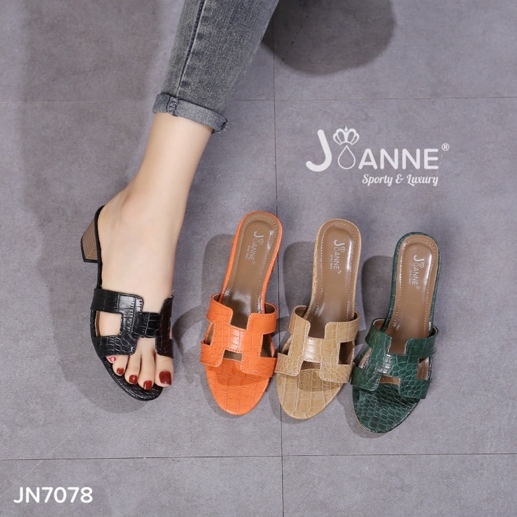 JOANNE Chunky Mules Heels Starps Shoes #JN7078 ORIGINAL