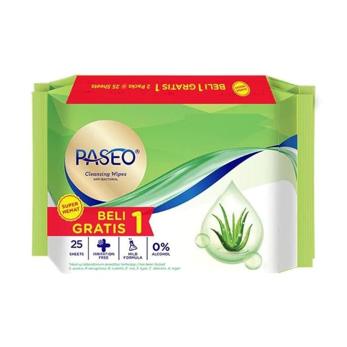 Paseo Tissue Basah Anti Bacterial 25 Sheets (Buy 1 Get 1 FREE)