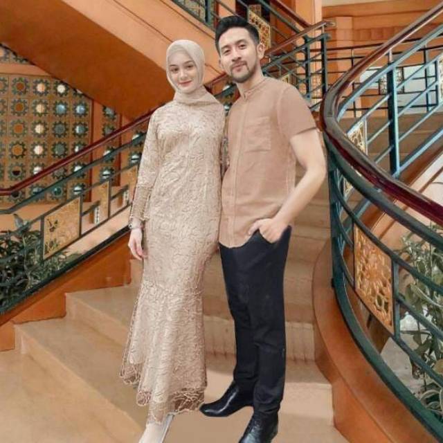Model Baju Gamis Brokat Pesta Muslim Terbaru di Tahun 2019/2020 Set Caupel Ayudi