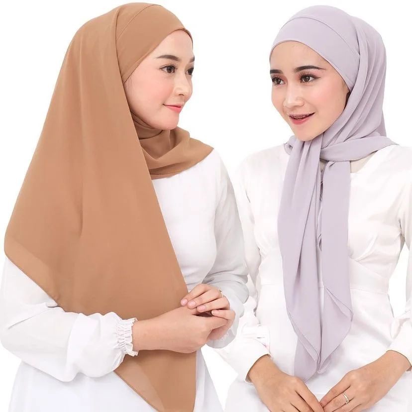 Helen_shop86 Segi Tiga Instan Malay  Hijab Sagiempat Melayu  2 Layer  Jilbab Instant Ceruty Babydoll  Kerudung Instant Tali