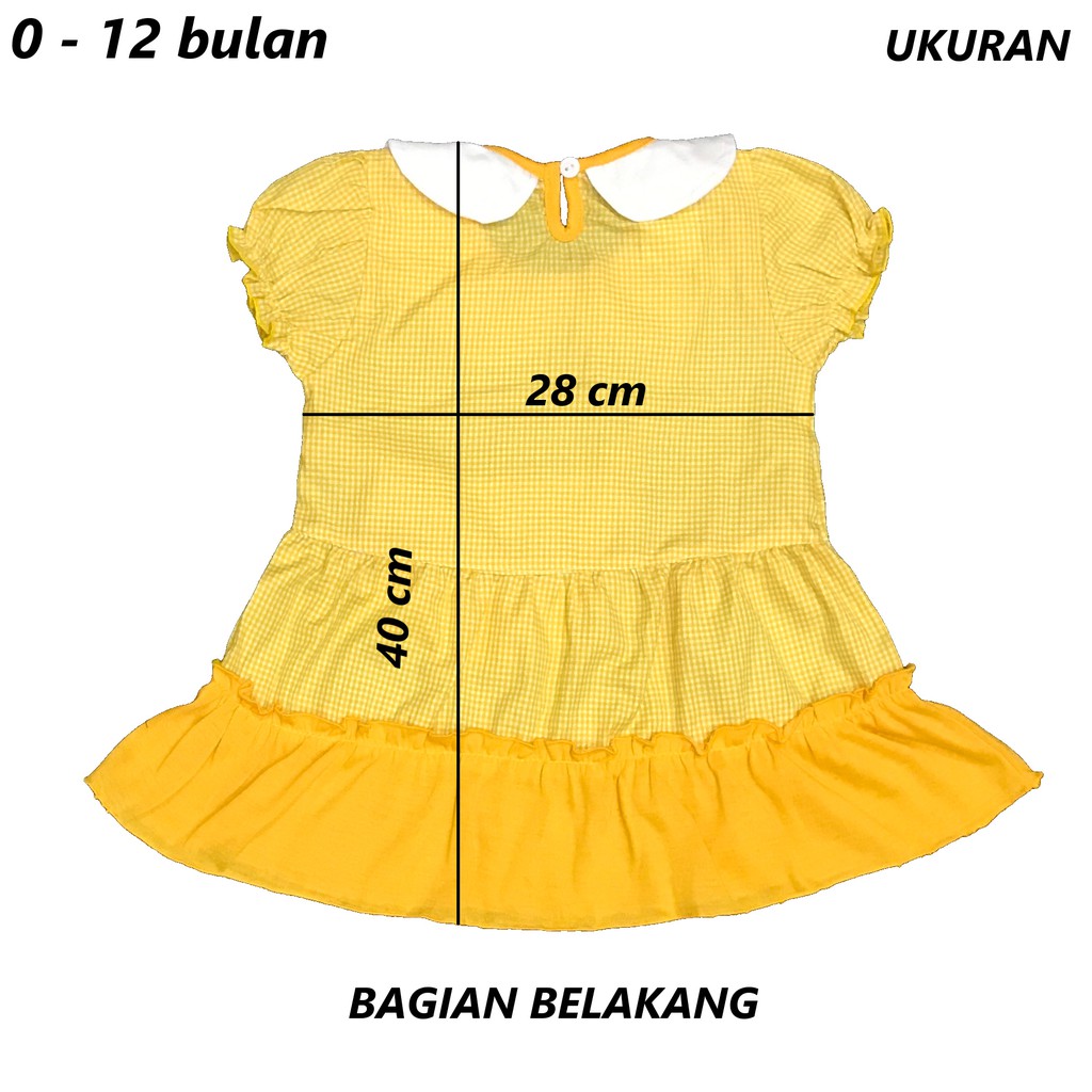 Baju bayi/Anak Perempuan Dress motif BEAR KOTAK PLANET KIDS usia 0 -12 bulan / Pakaian anak Cewek