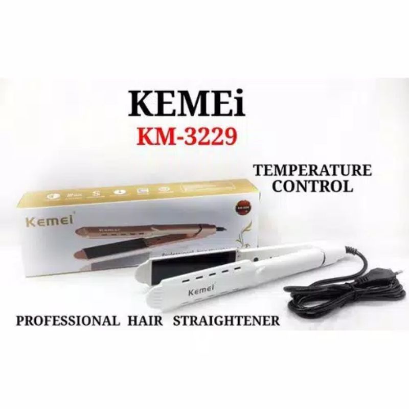 Catok Rambut Lurus Kemei KM-3229 Dengan Pengatur Suhu Catokan Profesional Hair Straightener