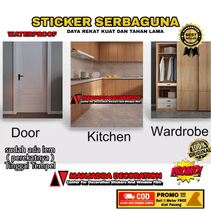 WALL STICKER SERAT KAYU UNTUK PINTU FURNITURE KITCHENSET LEMARI MEJA