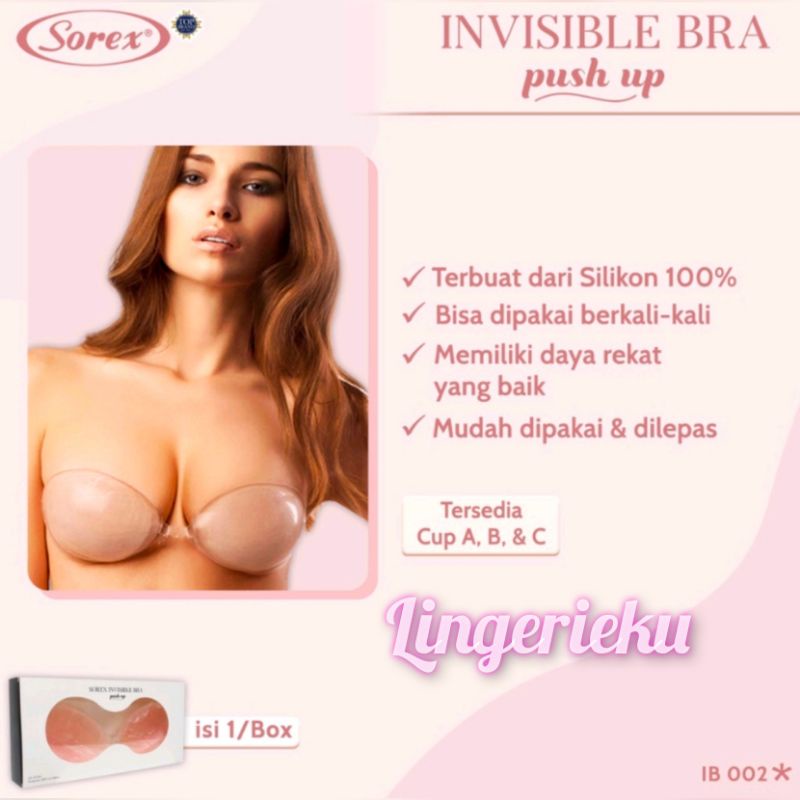 Sorex IB 002 Invisible Push Up Bra Tanpa Tali BH Tempel Silicon Murah