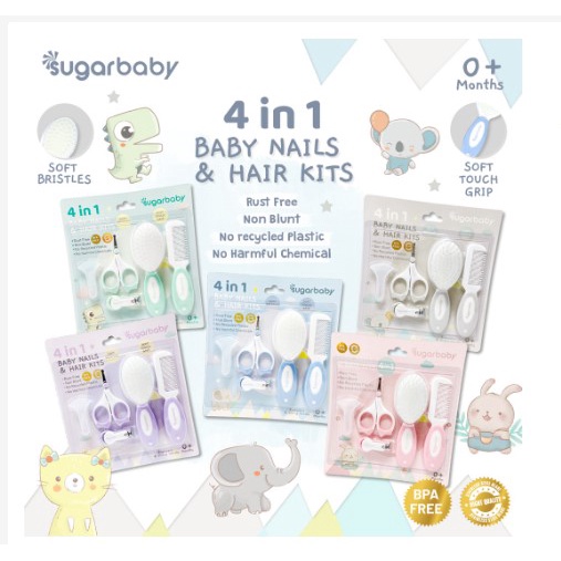 Sugar Baby 4in1 5in1 2 in 1 Baby Nail &amp; Hair Kits Manicure Set - Perlengkapan Perawatan Kuku dan Rambut Bayi + Gunting