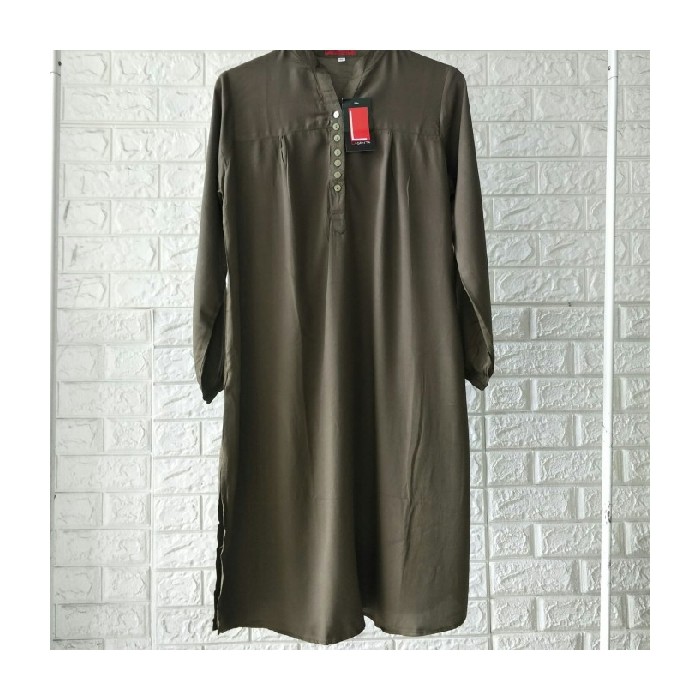Tunik Polos Rayon Hijau Army - Hijau Army M