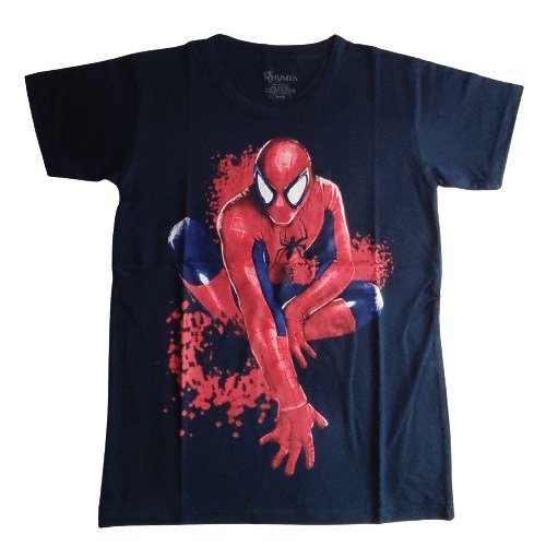 Kaos Anak Laki-Laki Spiderman Jongkok New Rhymes Baju Tanggung Cowok 8 9 10 11 12 Tahun