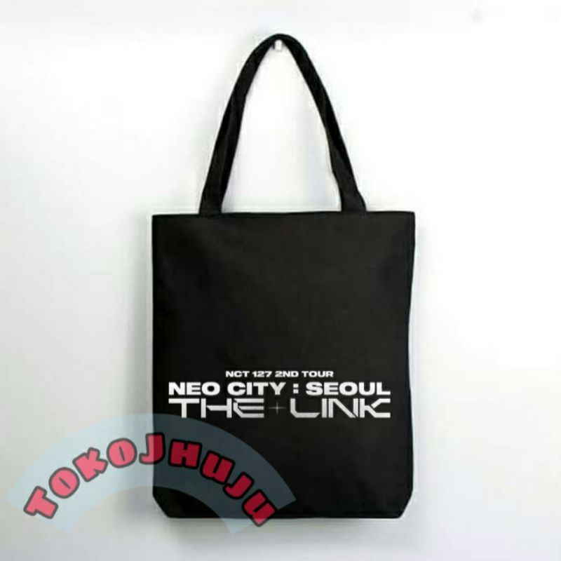 Totebag Zipper NCT 127 Neo City The Link sablon putih  // Tas Resleting NCT 127