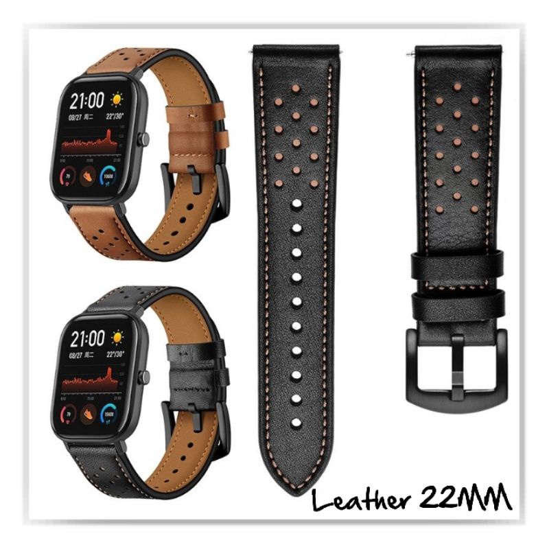 STRAP TALI JAM TANGAN - RUBBER STYLE LEATHER SPORT 22MM - FOR XIAOMI HUAMI AMAZFIT GTR SMARTWATCH STRAP WATCH