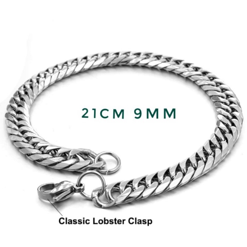 Gelang Tangan Pria Rantai Silver Besar Stainless steel 316L anti karat