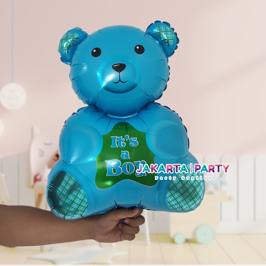 Balon Foil Bear biru Baby boy / Balon Baby Shower / Balon Its a boy