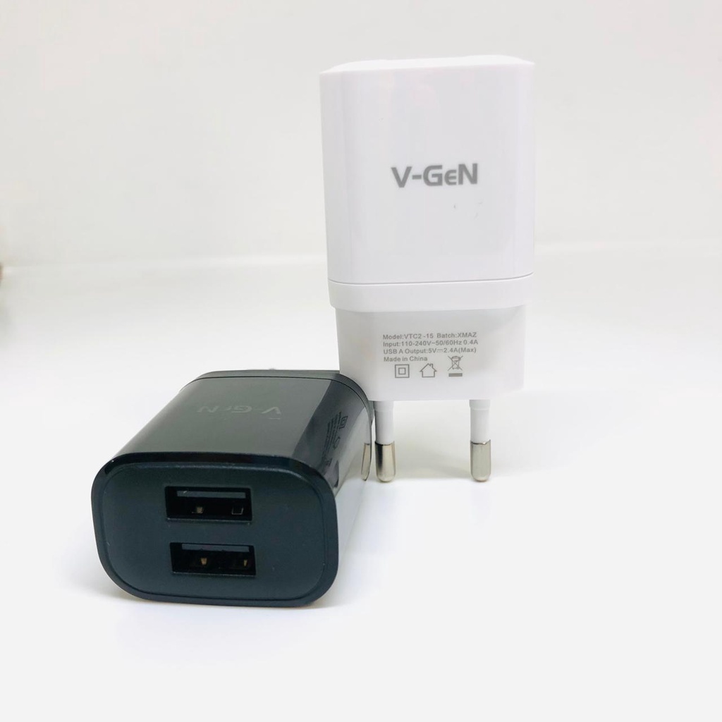 PROMO 1PCS Travel Charger V-Gen VTC2-15 Batok Casan Kepala Charger Casan Vgen 2.4A 2usb