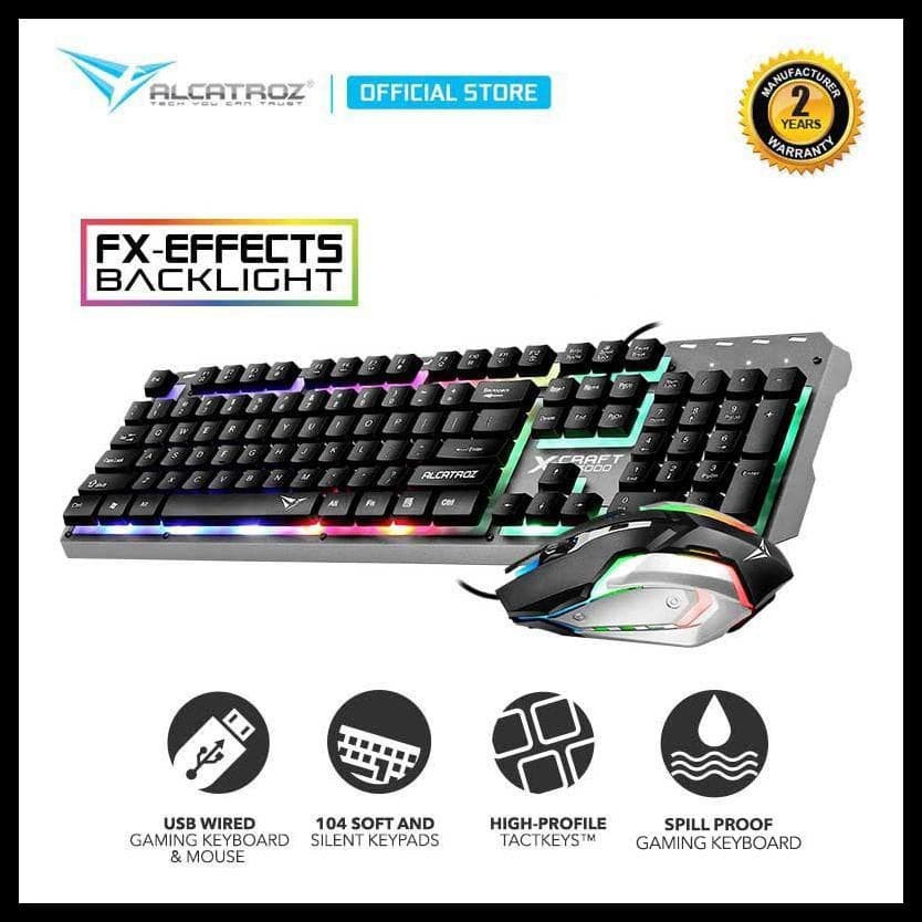 Keyboard &amp; Mouse Gaming Combo Alcatroz XCraft XC3000 7-Colours lightning RGB Original Garansi Resmi Gaming Hardware