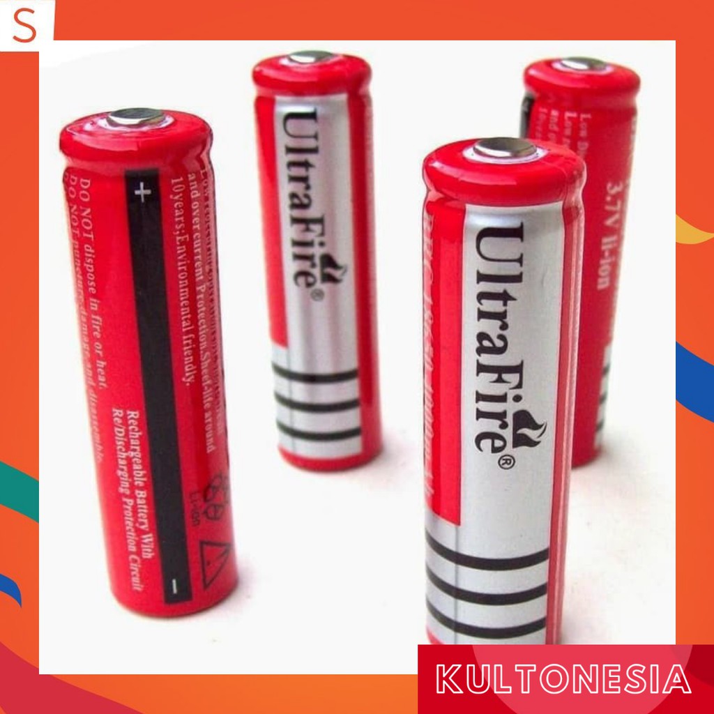 Baterai Li-ion 18650 Button Top Rechare Cas UltraFire 6800mAh 3,7V Li-ion Senter Power Bank Laser