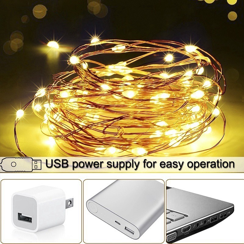 Lampu String LED 5M / 10M Tenaga USB Anti Air Untuk Dekorasi Natal