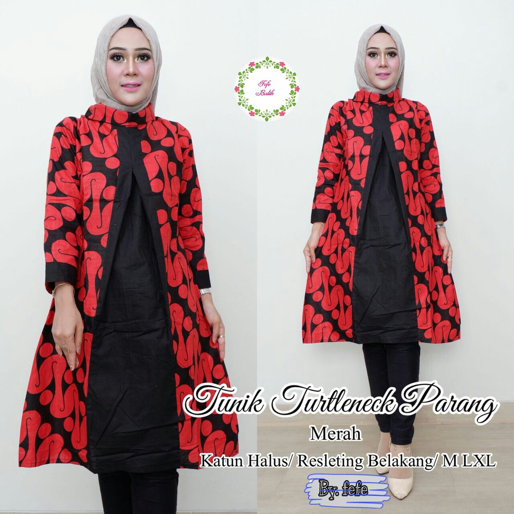 BAJU BATIK WANITA MODEL TUNIK PARANG TERBARU