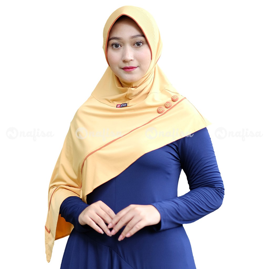 Jilbab Instan Bergo Nafisa Adelia | Hijab Instan Bergo Segitiga Samping Kerudung Premium Bergo Pet-Kuning