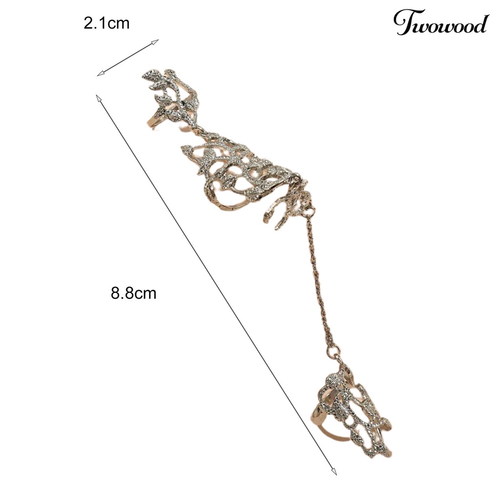 Cincin Rantai Berlian Imitasi Anti Alergi Oksidasi Desain Bunga Gaya Retro Untuk Hadiah