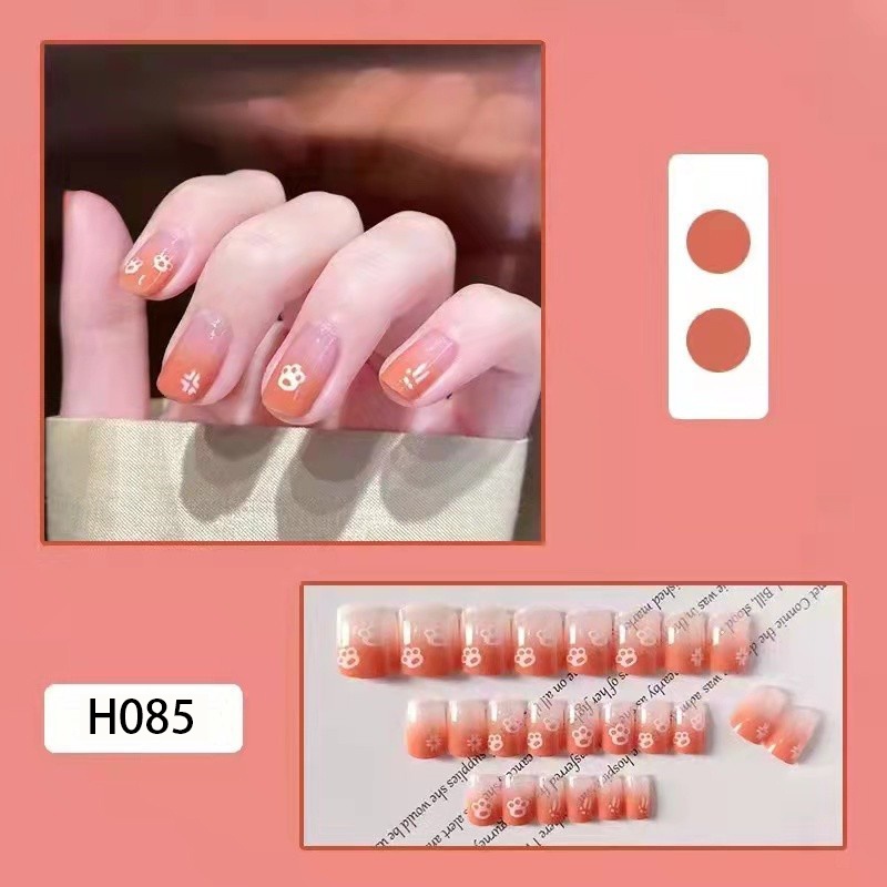 3D Kuku Palsu 24pcs/(FREE LEM)Set DIY Instant Nail Art Fake Nails Bridal Wedding Akrilik/24 pcs Kuku Palsu 3D / Stiker Kuku Palsu / Kuku Palsu Premium With Box/ Pemoles Kuku-H085