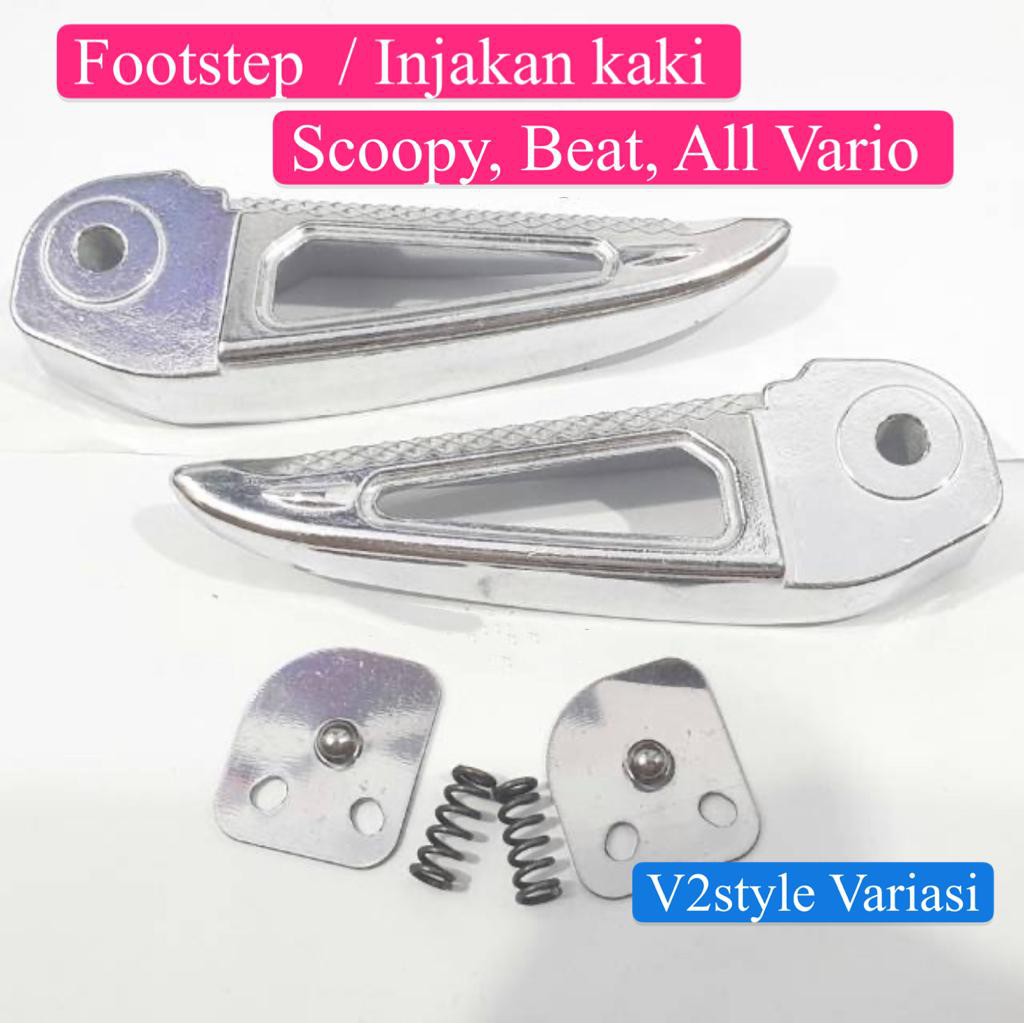 Foot Step Injakan Kaki Belakang Scoopy Beat Vario 110 125 150 Chrome Honda Universal FOOTSTEP PIJAKAN KAKI HONDA CHROME