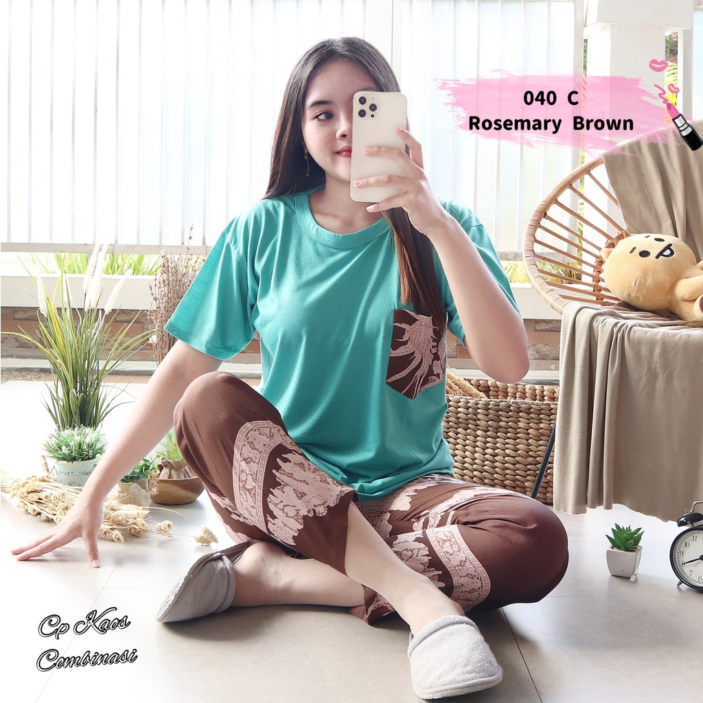 IZANY Piyama Dewasa CP Oblong Kaos Celana Panjang Rayon Fit to XL-040 ROSEMARY BROWN