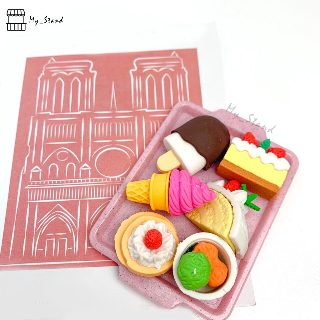 

Penghapus Cake Dessert Tray 3D Papan Eraser Setip Hapusan Karet es krim Nampan cake cup cake ice cream es loli kue manis