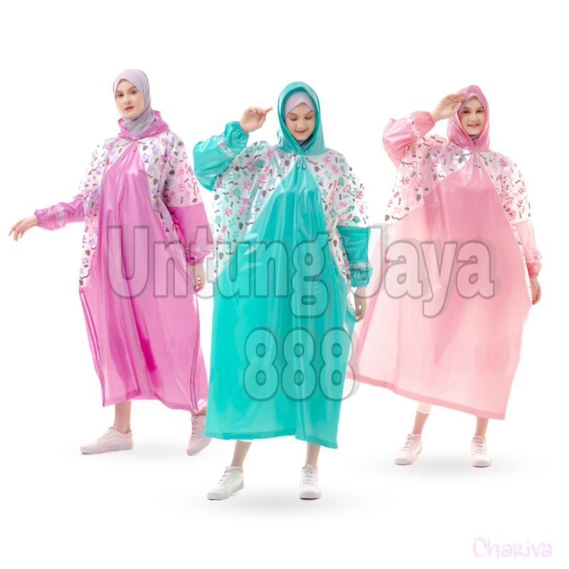 Jas Hujan Ponco Rok Terusan Gamis Muslimah Hijab Tiger Head