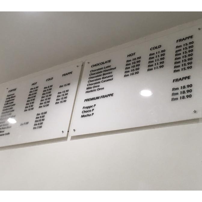 Menu Acrylic Board | Papan Menu Acrylic 80x40 | Custom Menu Board helloto99 Segera Beli