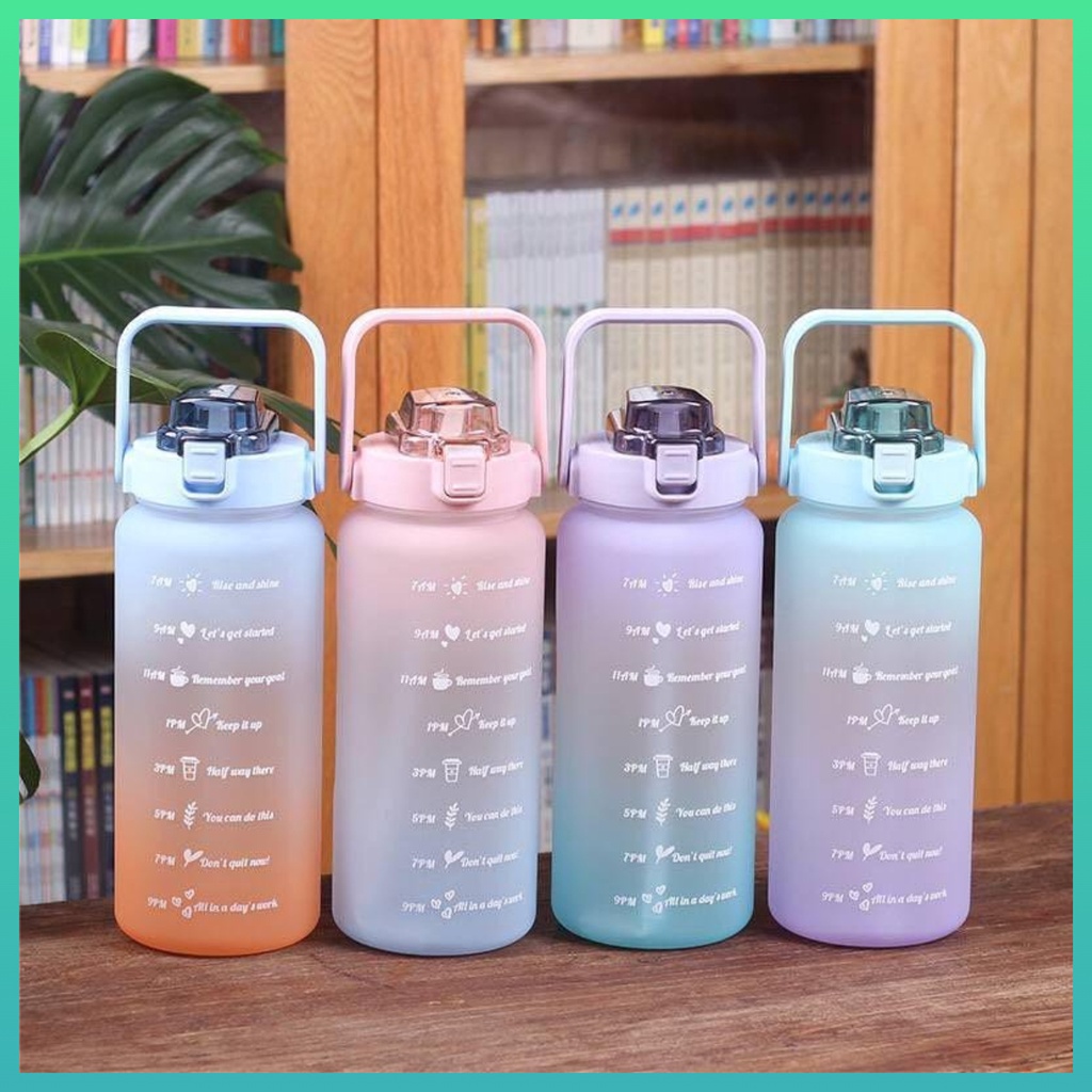 Botol Minuman Viral 2Liter Botol Minum Motivasi Botol Minum Gradasi Free Sticker Lucu Worldhome66 SH 1-2