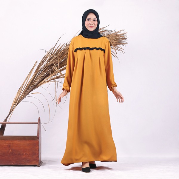 Adora Fashion MC 755 Gamis Syari Wanita Muslimah Dewasa Warna Mustard