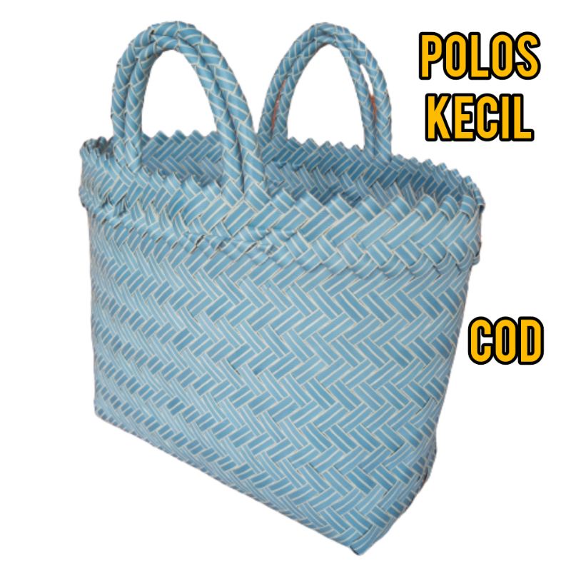 COD. TAS ANYAMAN PLASTIK POLOS KECIL BIRU LANGIT/ TAS BELANJA PASAR KECIL