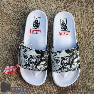  BISA COD Sandal  Slip On Marvel  Vanss Black White Sandal  