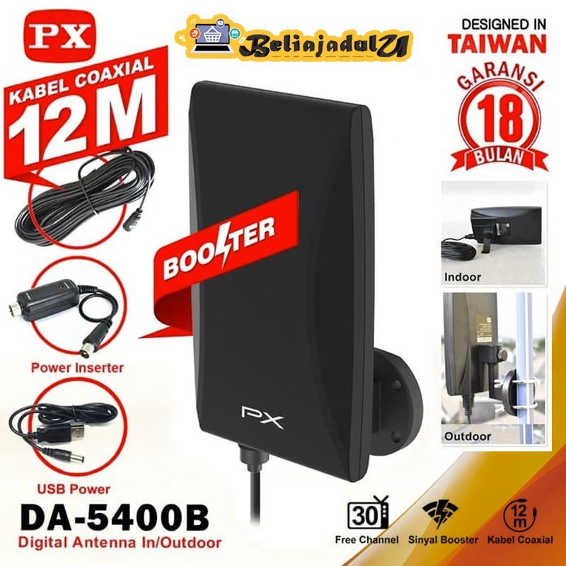 Beliajadulu88 Antena PX DA 5400B antena TV digital analog + kabel 12M booster indoor/ outdoor