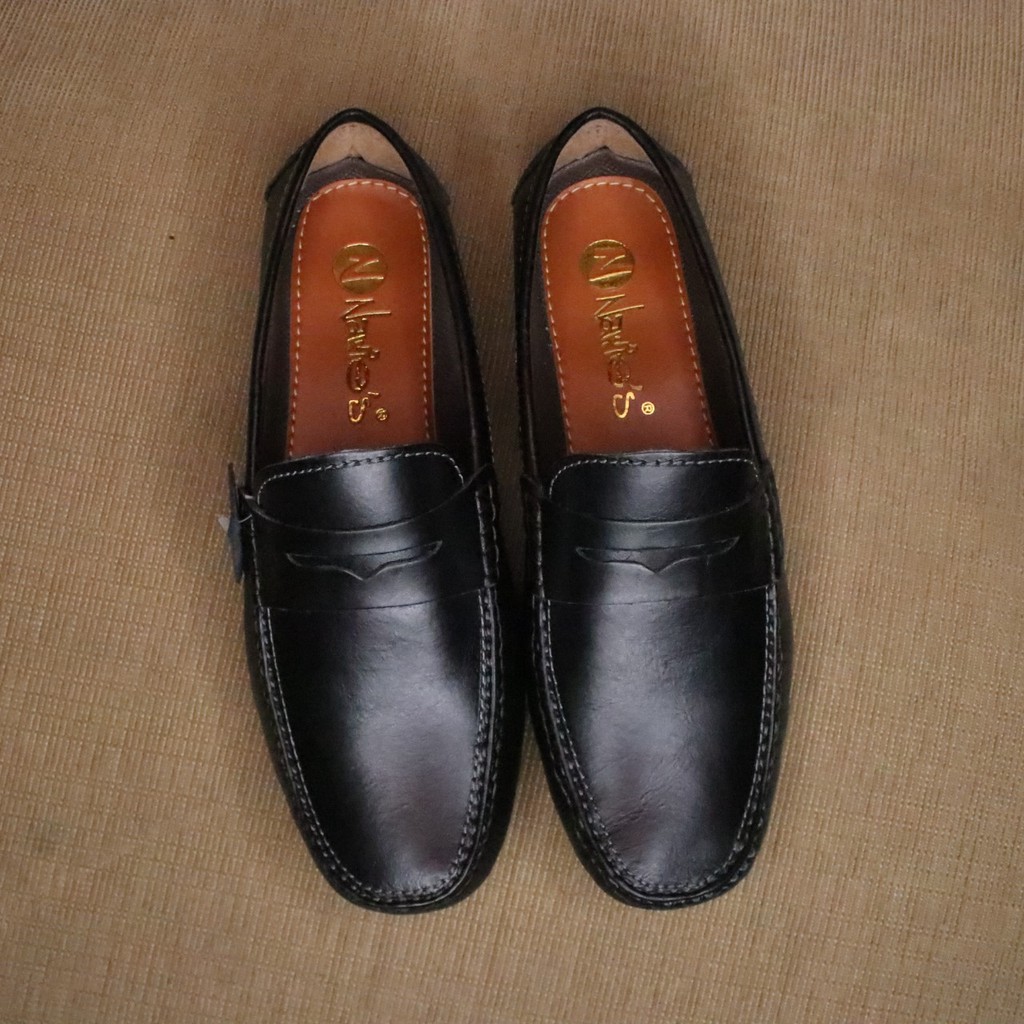 Sepatu Kulit Asli Pria OUTSOLE Jahit tembus dengan sol merk nawies Slip on