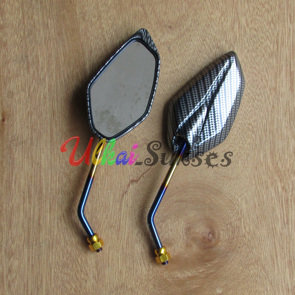 Spion Motor Karbon l Spion Thailook Style Carbon BG Model Jupiter Two Tone Asli Bakaran Universal Yamaha Tangkai Panjang Kualitas Standar Original Murah