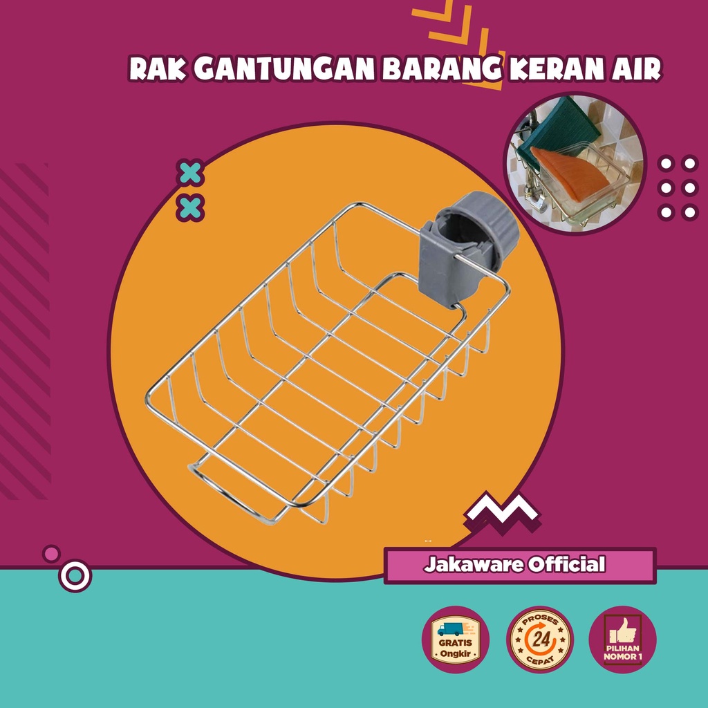 RAK GANTUNGAN BARANG KERAN AIR PERALATAN DAPUR SABUN PERABOTAN CUCI PIRING GELAS KAWAT SIKAT KAWAT P