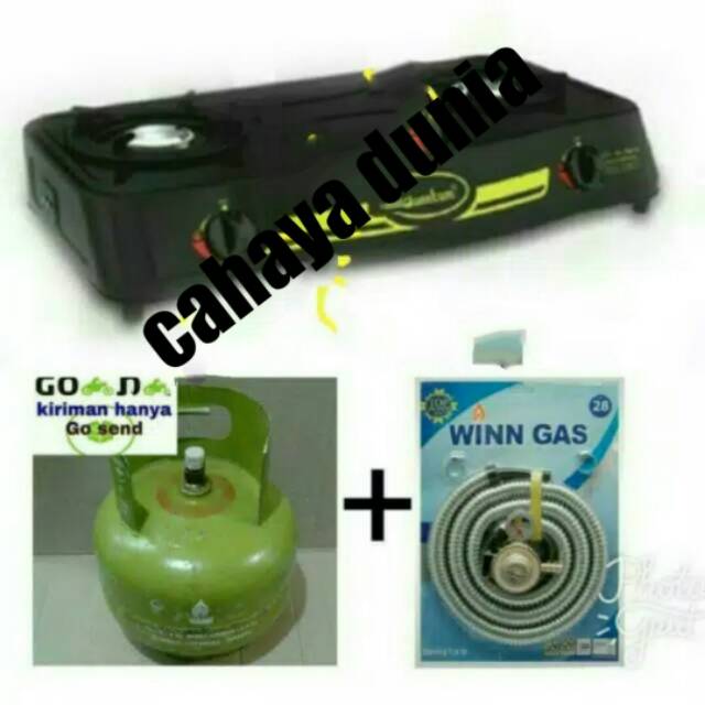 KOMPOR GAS QUANTUM 2TUNGKU+TABUNG GAS 3KG+SELANG PAKET WINN GAS