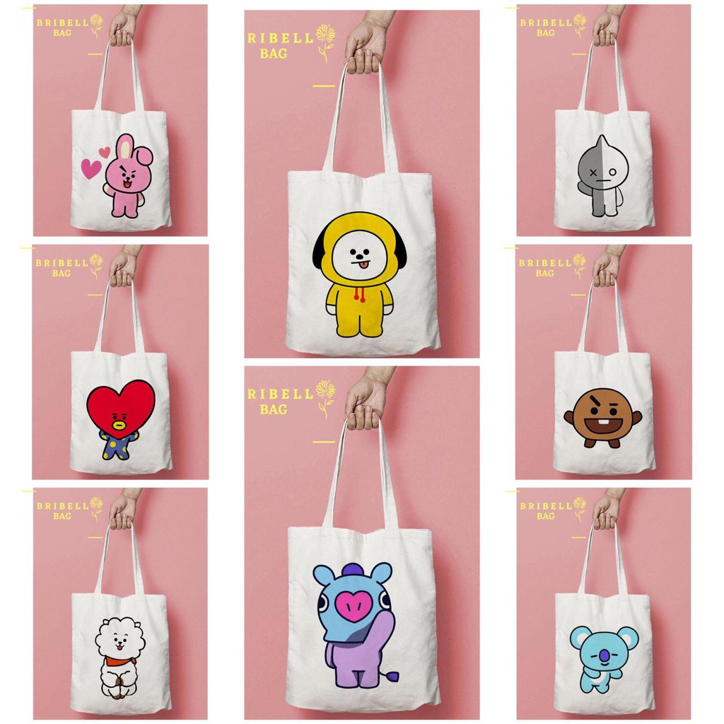 Tote Bag Kanvas Bergambar - BT21 Characters