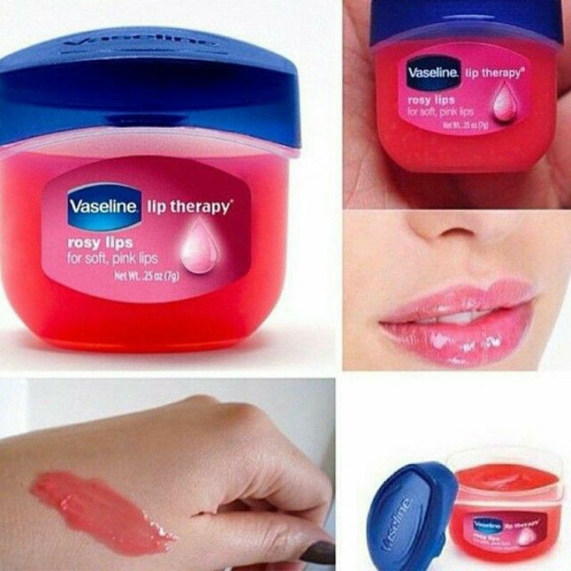 [100% Asli] Cream Pelembab Bibir Vaseline_Rosy Lip Therapy -Cream Pelembab Merawat Bibir Kering dan Pecah- Glosy