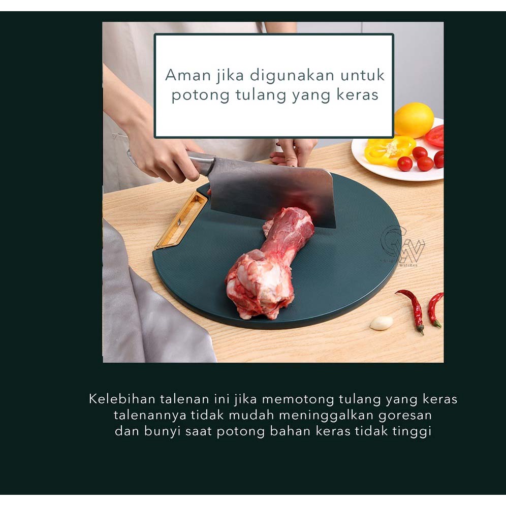 Cheaper-Talenan PE Anti Jamur Bakteri Cutting Board Bulat Dapur Hijau PREMIUM TEBAL