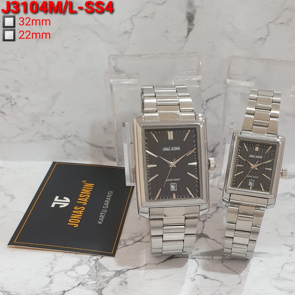 Jam Tangan JONAS JASMIN ORIGINAL/ Fashion Pasangan / Couple Jonas Jasmin /Tanggal Aktif Tali Rantai  KOTAK/ JAM TANGAN JONAS JASMIN STAINLESS STEEL