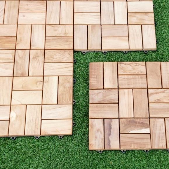 ✤ decking tile lantai kayu jati bongkar pasang 30x30 cm / runnen deck kayu ♫