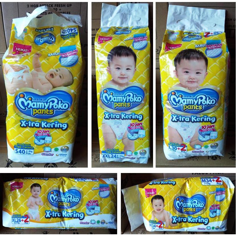PEMPERS BAYI  MAMYPOKO PANTS XTRA KERING S40/M34/L30/XL26/XXL24
