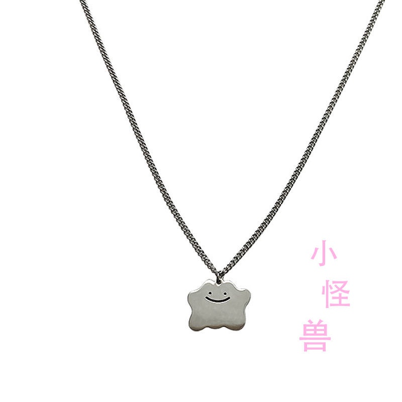 Ditto kalung Keren Bumi kartun disco lucu Pokemon kepribadian sterling silver liontin in hip hop swe