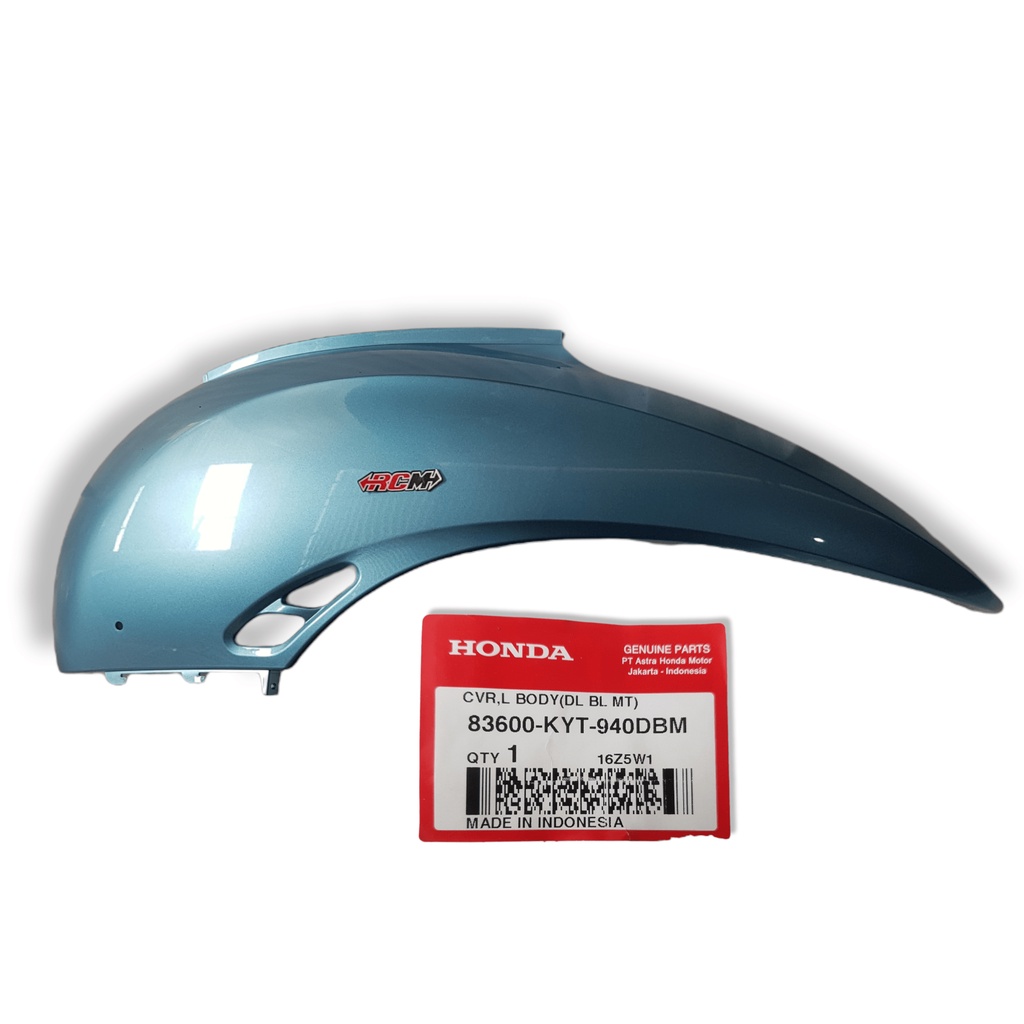 83600-KYT-940DBM COVER SIDE BODY BODI TEDENG TEBENG TAMENG SAYAP SIRIP SAMPING KIRI SCOOPY BIRU ORI ORIGINAL HONDA AHM HGP ASLI