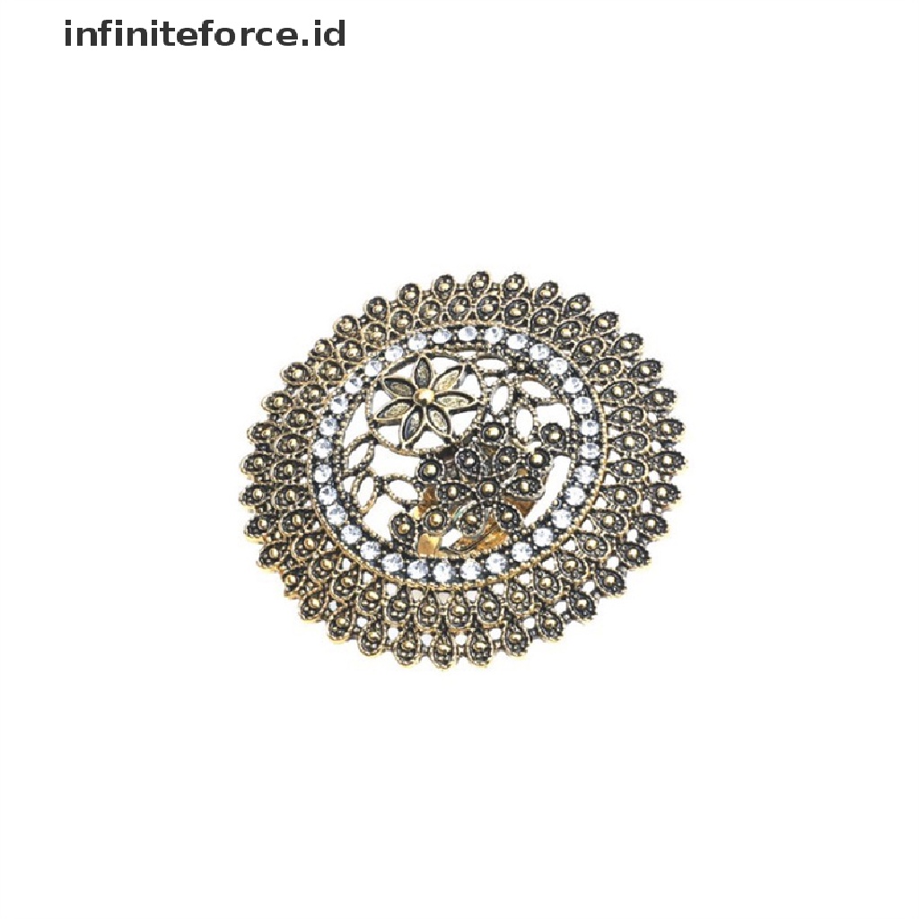 Infiniteforce.id Cincin Lapis Emas Motif Ukir Bunga Gaya Retro Vintage Untuk Wanita