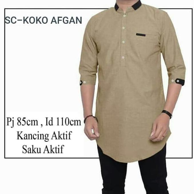 KOKO AFGAN COKSU SC Baju koko pria katun coklat susu