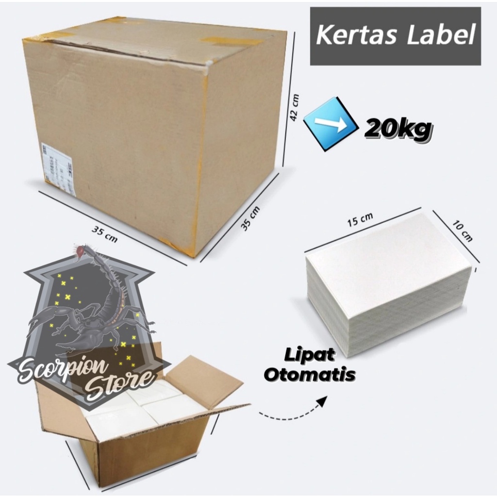 

(1 DUS) - KERTAS LABEL THERMAL 100 X 150 ISI 10.000 LEMBAR - KERTAS LEBEL A6 - SS