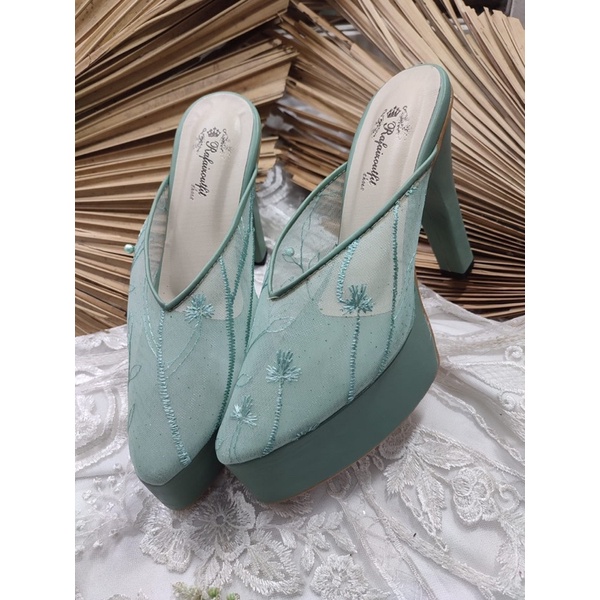 sepatu pesta johana wanita wedding sage green 12cm