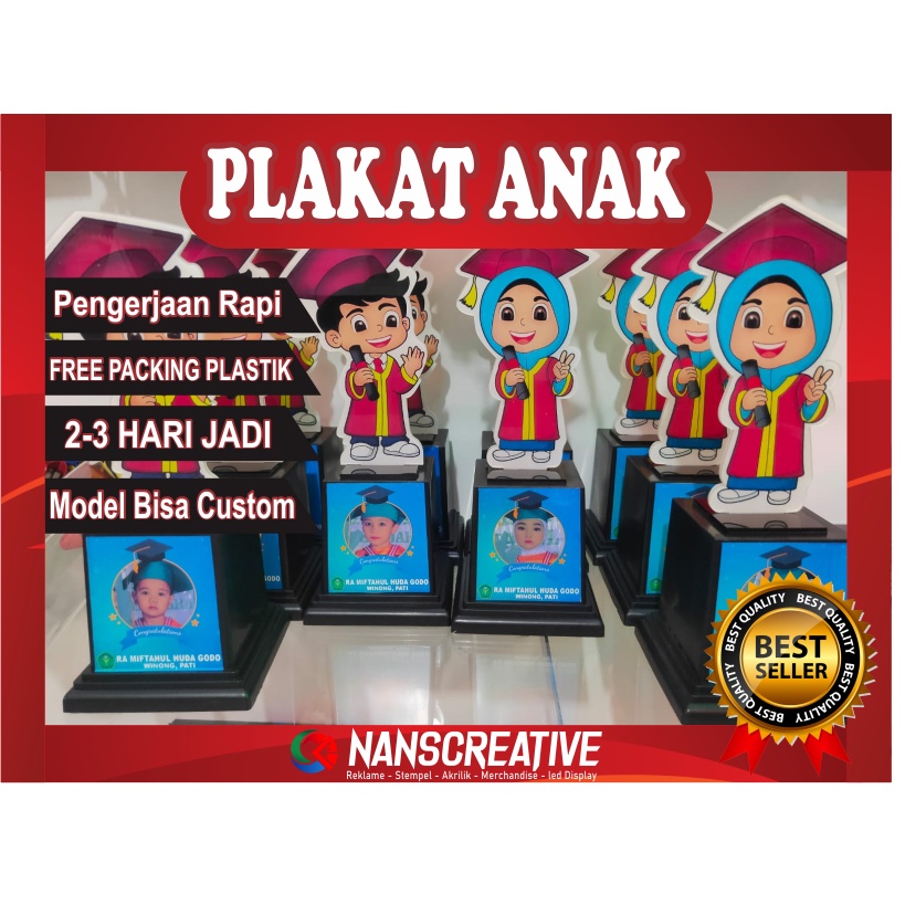 Plakat anak/plakat wisuda/plakat kenang kenangan/plakat akrilik